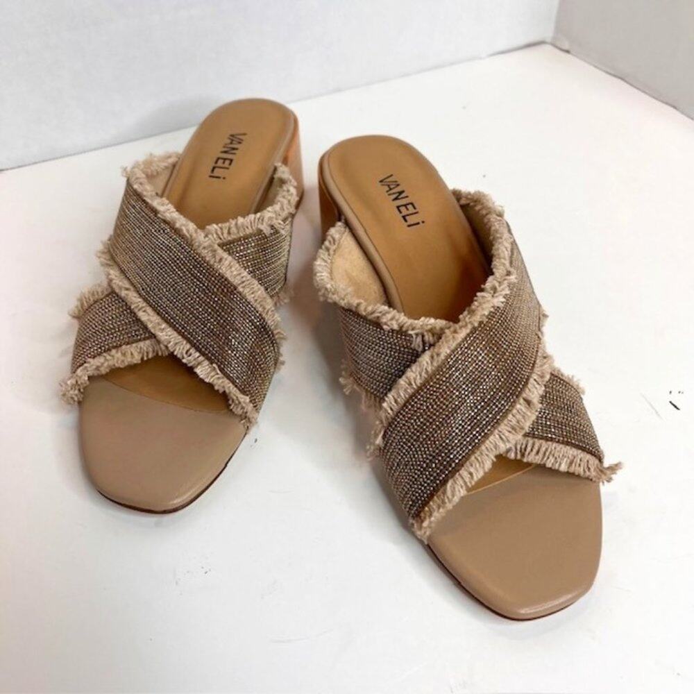 Vaneli Women's Hedda Natural Canvas Sandals Size-8 N